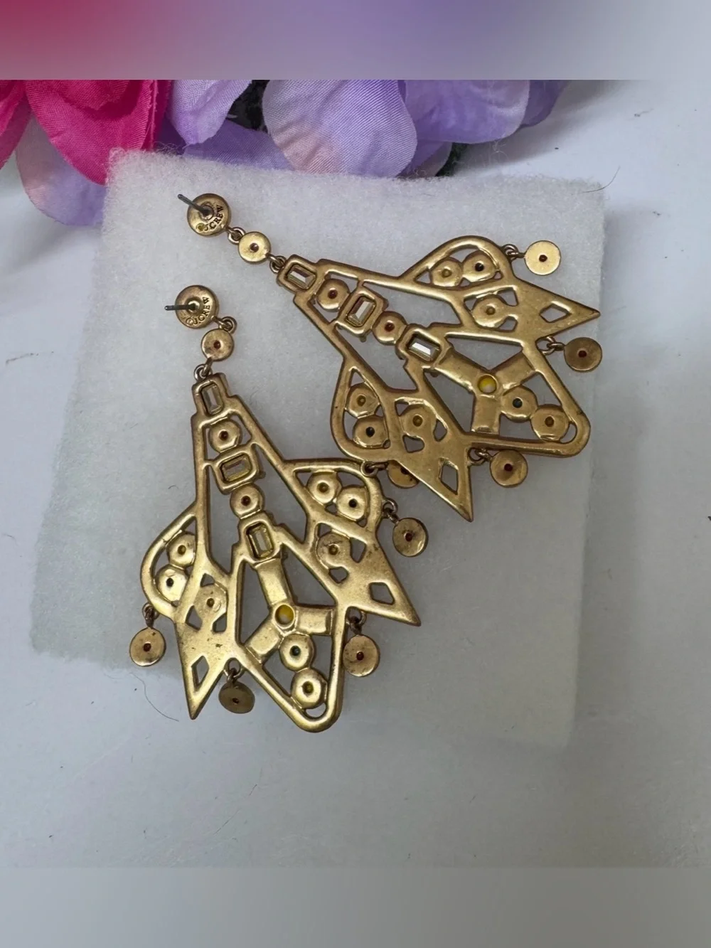 J.Crew Vibrant Geometric Earrings, featuring detailed colorful enamel earrings